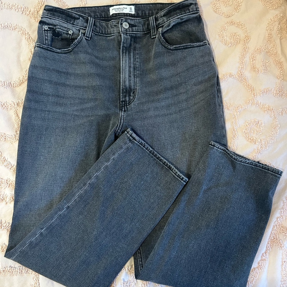 Abercrombie & Fitch Gray Ankle Straight Ultra High Rise Jeans